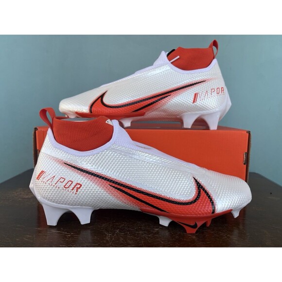 Nike Vapor Edge Pro 360 White/Orange Football Cleats Men's Size 10.5 CV6345-100 - Picture 1 of 11